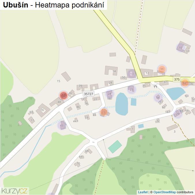 Mapa Ubušín - Firmy v části obce.