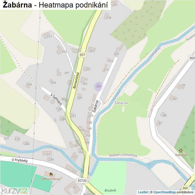 Mapa Žabárna - Firmy v ulici.
