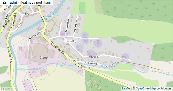Zahradní - mapa podnikání