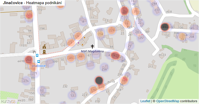 Jinačovice - mapa podnikání