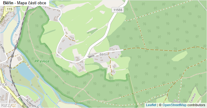 Běřín - mapa části obce