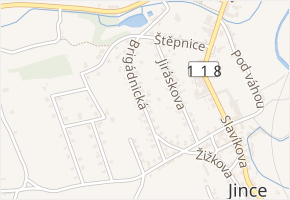 Brigádnická v obci Jince - mapa ulice
