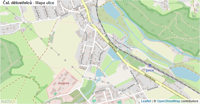 Čsl. dělostřelců - mapa ulice