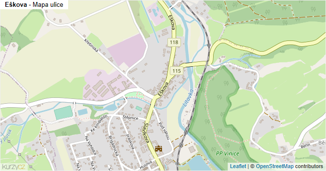 Eškova - mapa ulice