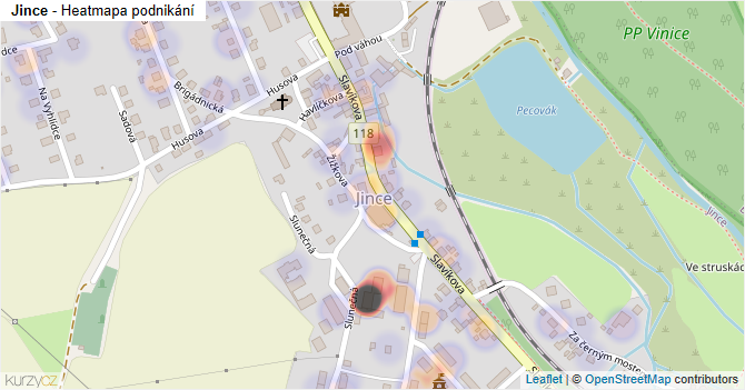 Jince - mapa podnikání