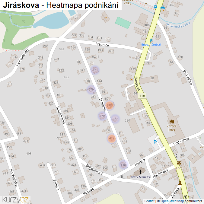 Mapa Jiráskova - Firmy v ulici.