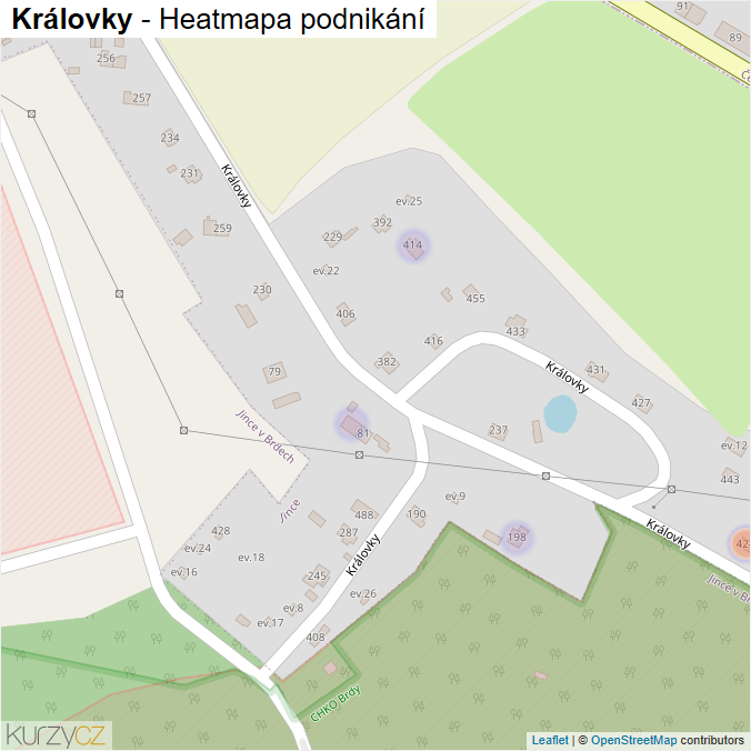 Mapa Královky - Firmy v ulici.