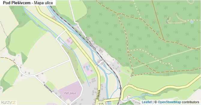 Pod Plešivcem - mapa ulice