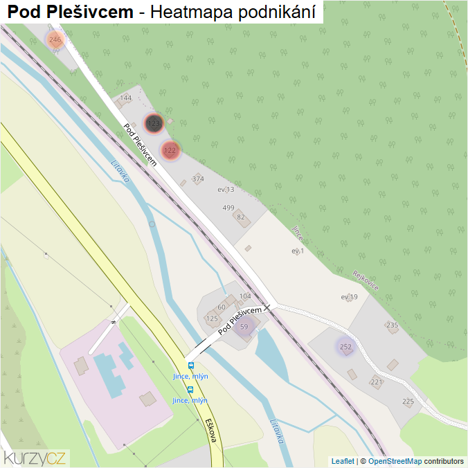 Mapa Pod Plešivcem - Firmy v ulici.
