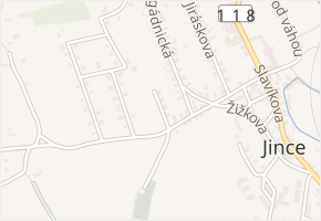 Sadová v obci Jince - mapa ulice