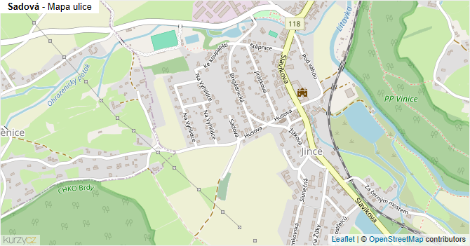 Sadová - mapa ulice