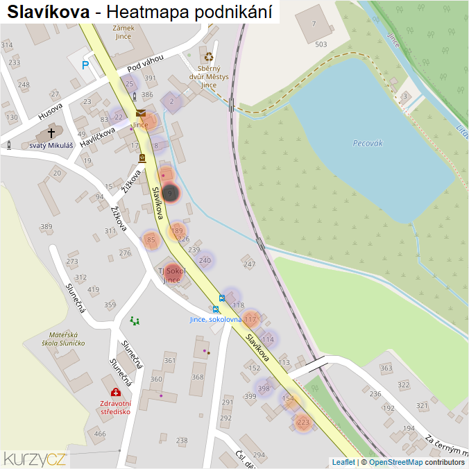 Mapa Slavíkova - Firmy v ulici.