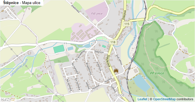 Štěpnice - mapa ulice