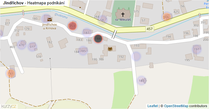 Jindřichov - mapa podnikání