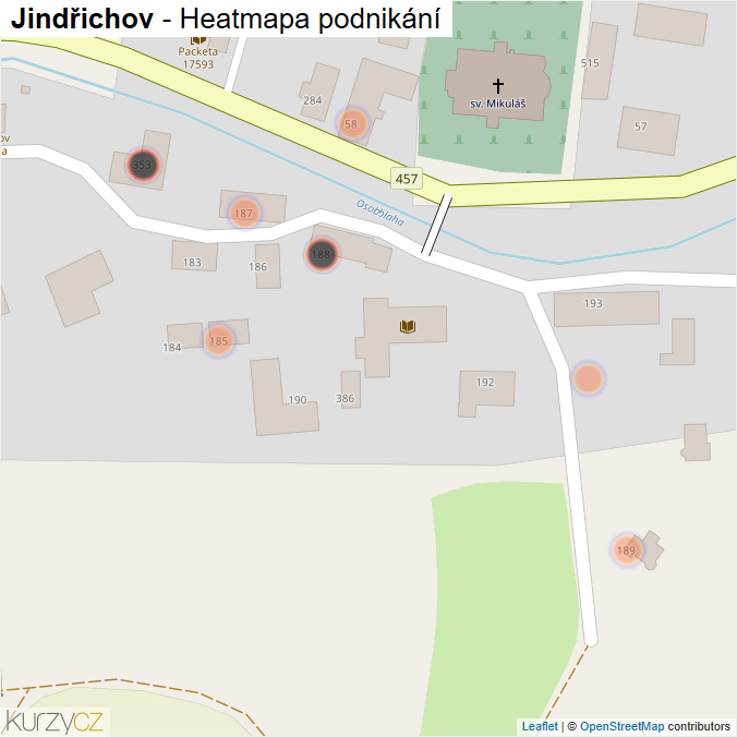 Mapa Jindřichov - Firmy v obci.