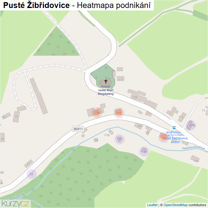 Mapa Pusté Žibřidovice - Firmy v části obce.