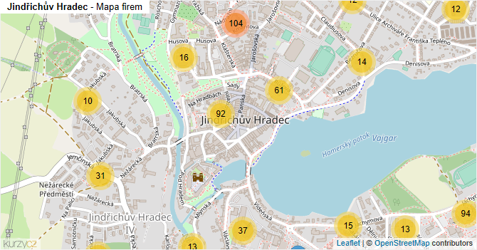 Jindřichův Hradec - mapa firem