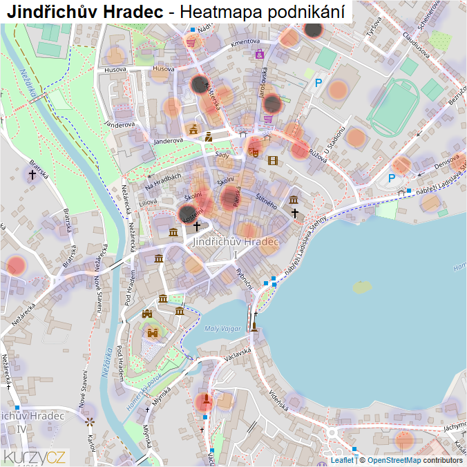 Mapa Jindřichův Hradec - Firmy v obci.