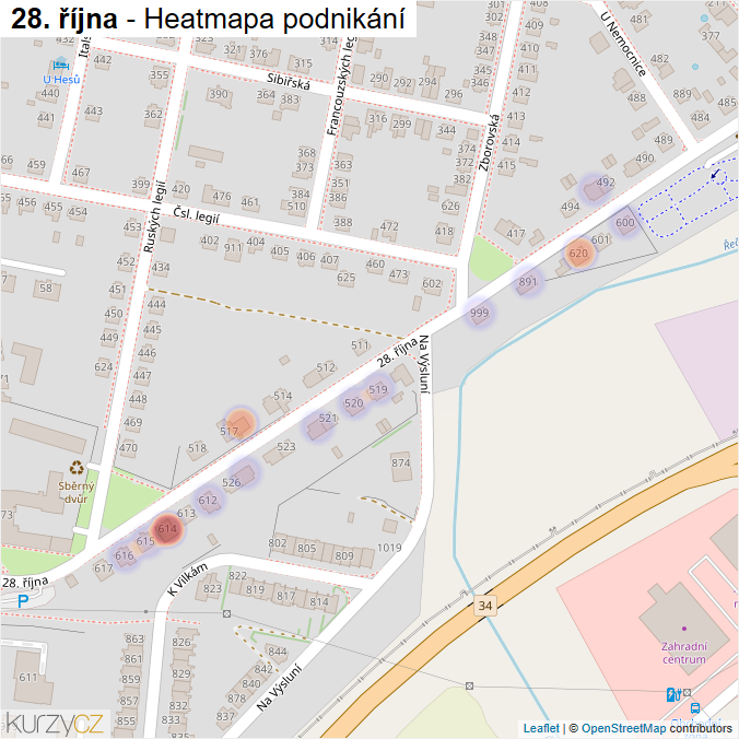 Mapa 28. října - Firmy v ulici.