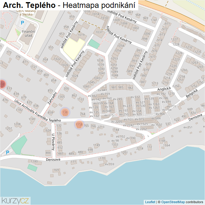 Mapa Arch. Teplého - Firmy v ulici.