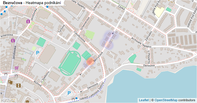 Bezručova - mapa podnikání
