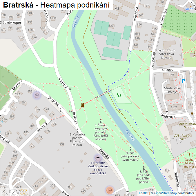 Mapa Bratrská - Firmy v ulici.