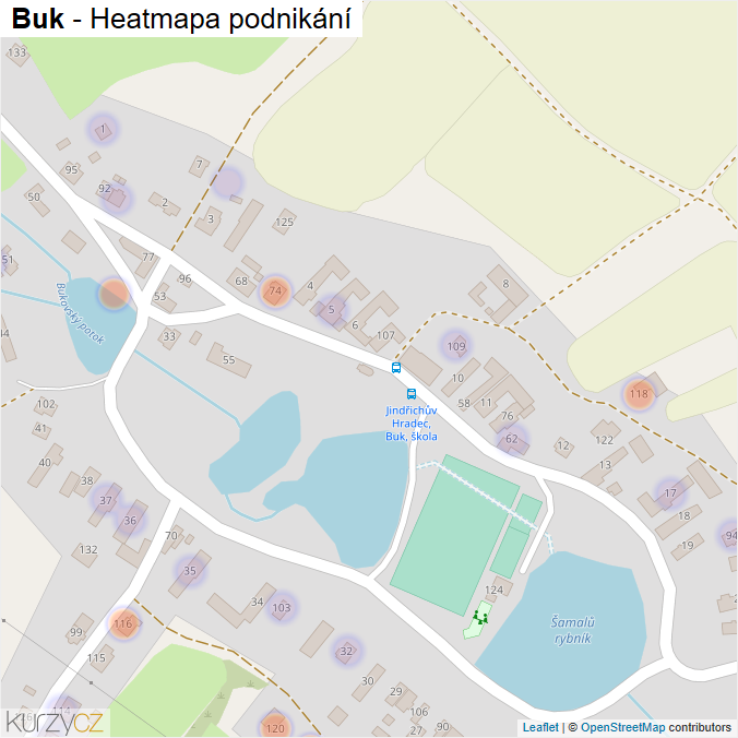 Mapa Buk - Firmy v části obce.