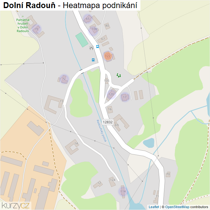 Mapa Dolní Radouň - Firmy v části obce.