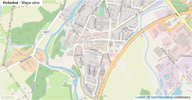 Hvězdná - mapa ulice