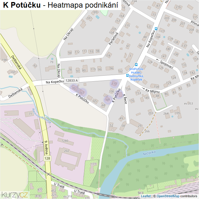 Mapa K Potůčku - Firmy v ulici.