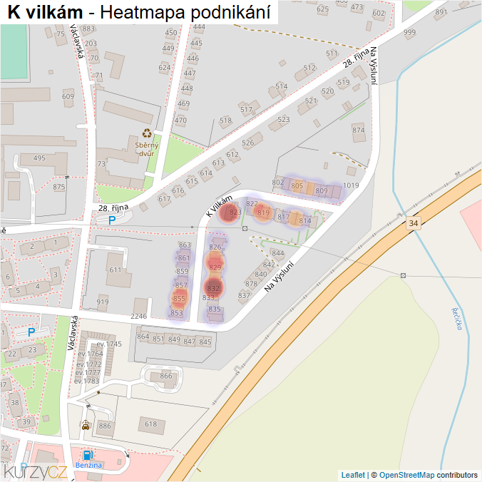 Mapa K vilkám - Firmy v ulici.