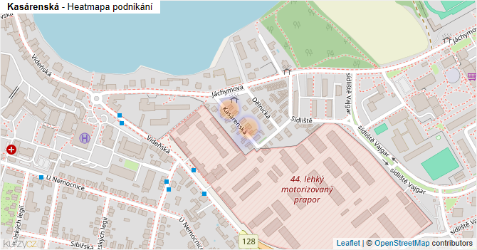 Kasárenská - mapa podnikání