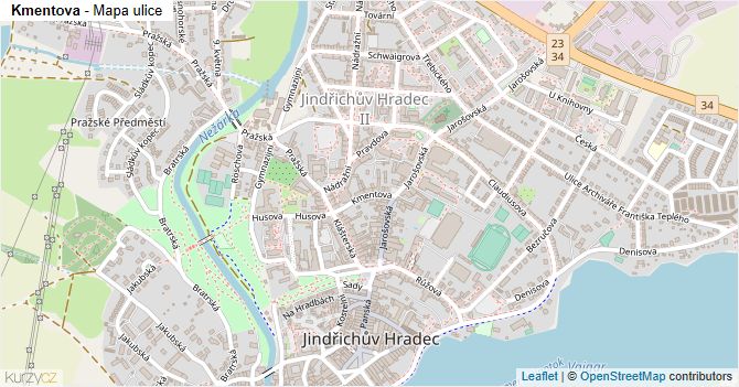 Kmentova - mapa ulice