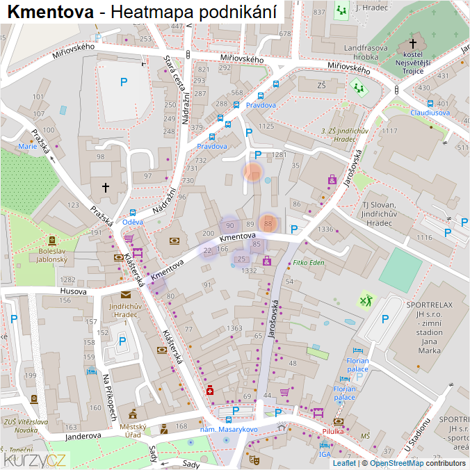 Mapa Kmentova - Firmy v ulici.
