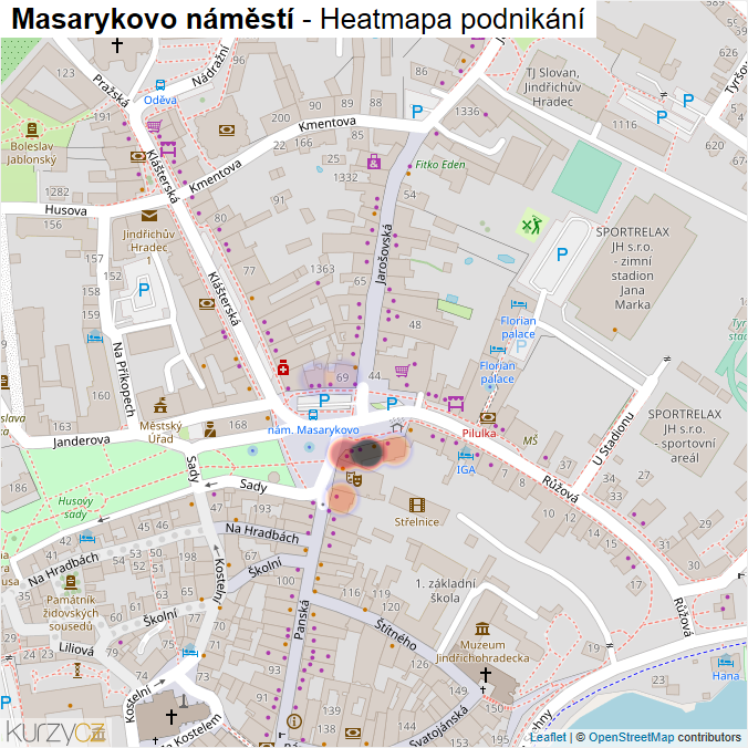 Mapa Masarykovo náměstí - Firmy v ulici.