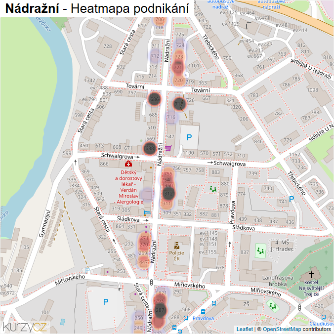 Mapa Nádražní - Firmy v ulici.