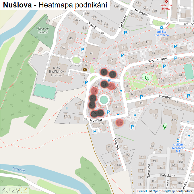 Mapa Nušlova - Firmy v ulici.