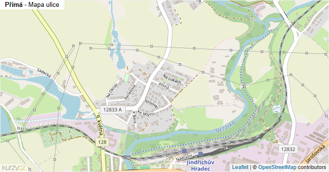 Přímá - mapa ulice