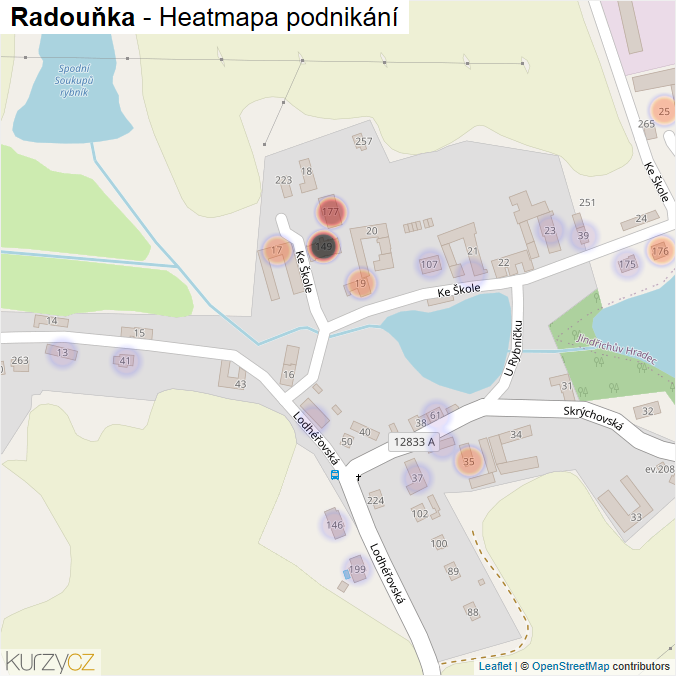 Mapa Radouňka - Firmy v části obce.