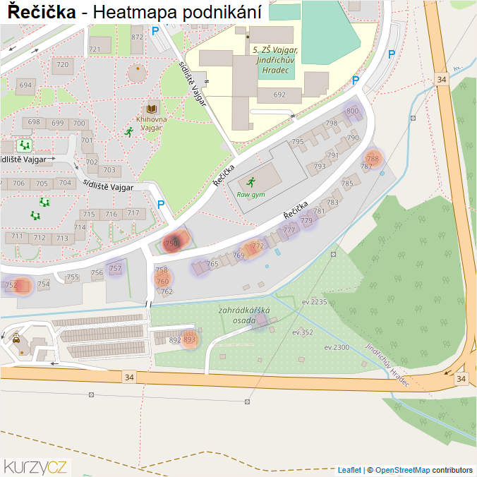 Mapa Řečička - Firmy v ulici.