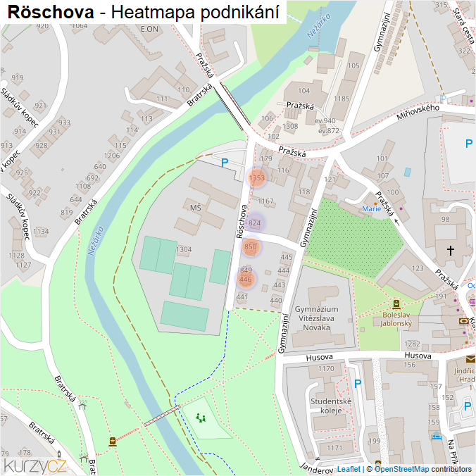 Mapa Röschova - Firmy v ulici.