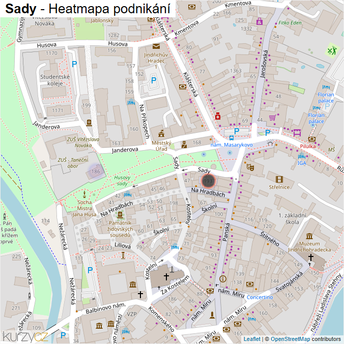 Mapa Sady - Firmy v ulici.