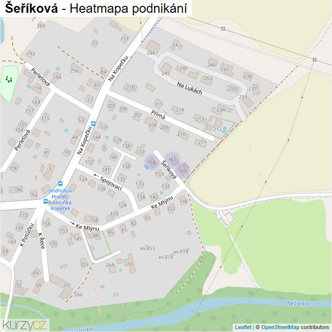 Mapa Šeříková - Firmy v ulici.