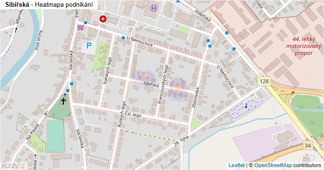 Sibiřská - mapa podnikání