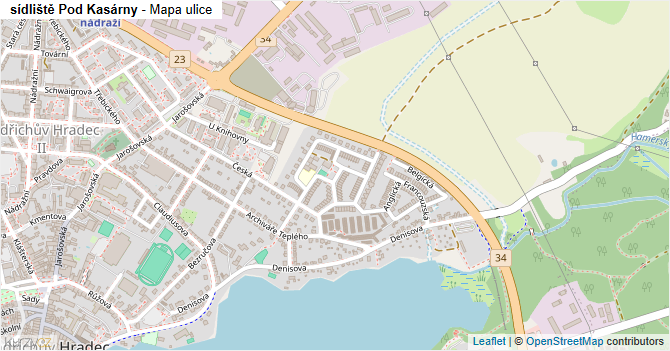 sídliště Pod Kasárny - mapa ulice