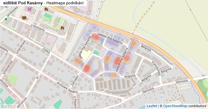 sídliště Pod Kasárny - mapa podnikání