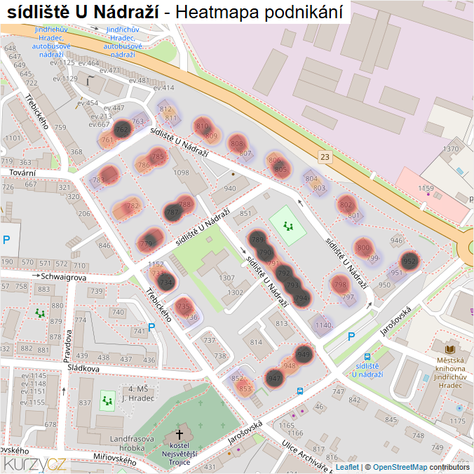 Mapa sídliště U Nádraží - Firmy v ulici.