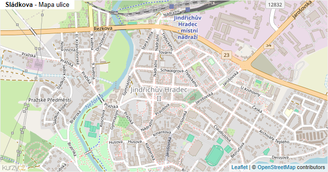 Sládkova - mapa ulice