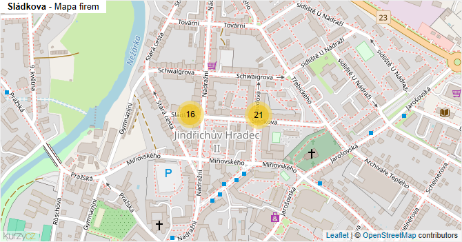 Sládkova - mapa firem