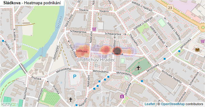 Sládkova - mapa podnikání